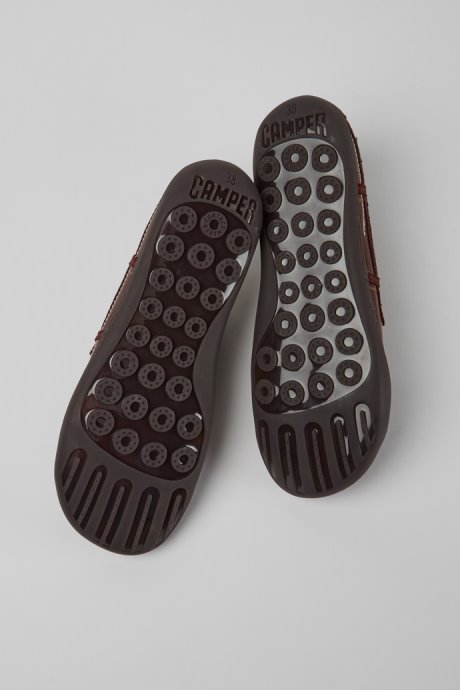 Camper Design Twins Burgundy Leather Shoes For Women