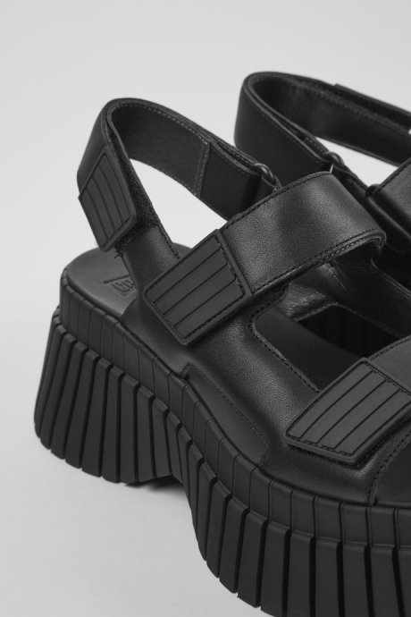 Bcn Black Leather Sandals For Women Exclusive Camper