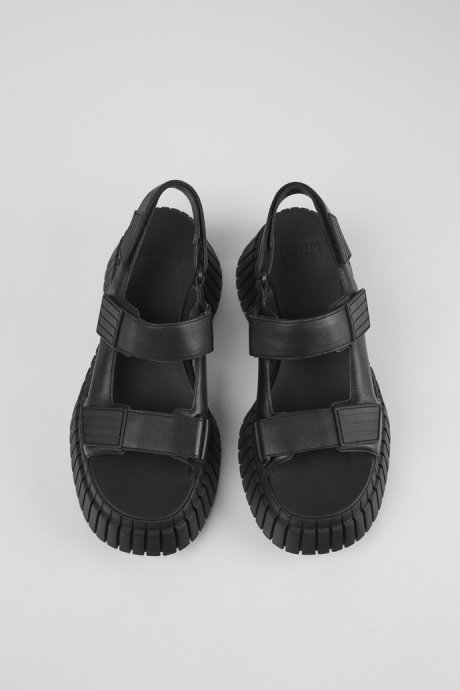 Bcn Black Leather Sandals For Women Exclusive Camper