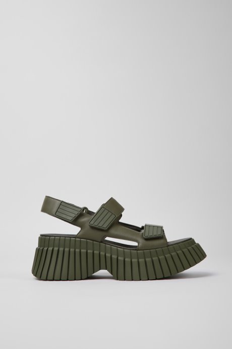 Bcn Green Leather Sandals For Women Camper New Arrivals