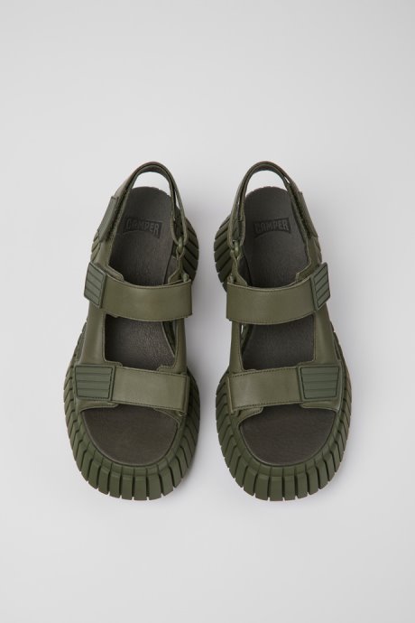 Bcn Green Leather Sandals For Women Camper New Arrivals
