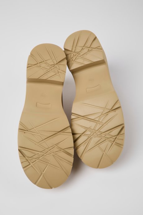 Camper Milah Beige Leather Loafers For Women New Arrivals