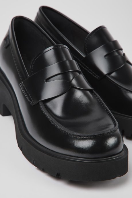 Milah Black Leather Loafers For Women Camper New Arrivals
