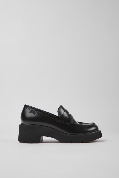 Milah Black Leather Loafers For Women Camper New Arrivals