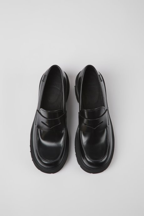 Milah Black Leather Loafers For Women Camper New Arrivals
