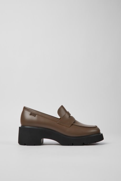 Camper Milah Brown Leather Loafers For Women New Arrivals