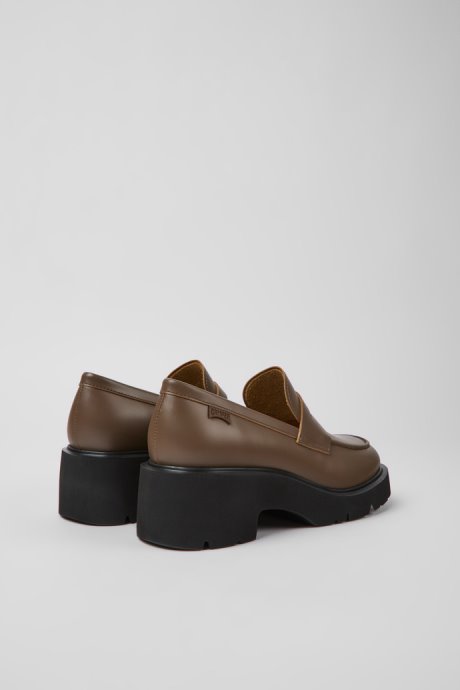 Camper Milah Brown Leather Loafers For Women New Arrivals