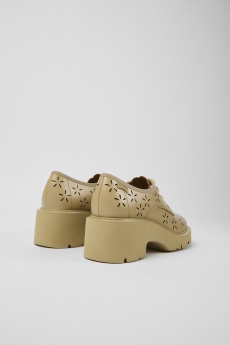 Design Milah Beige Leather Shoes For Women Camper