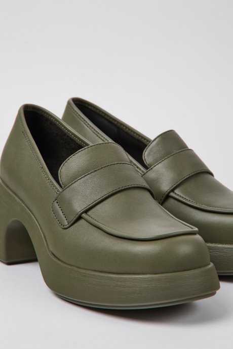Camper Thelma Green Leather Shoes For Women New Arrivals