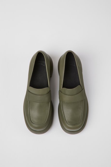 Camper Thelma Green Leather Shoes For Women New Arrivals