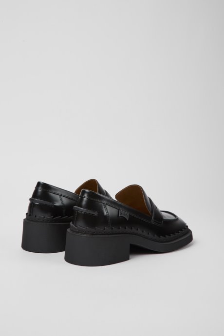 Camper Design Taylor Black Leather Loafers For Women