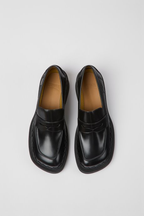Camper Design Taylor Black Leather Loafers For Women