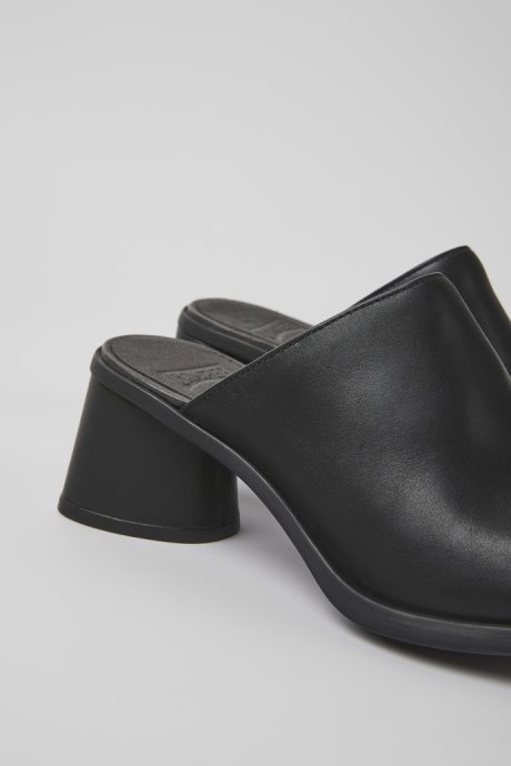 Kiara Black Leather Mules For Women Camper New Arrivals