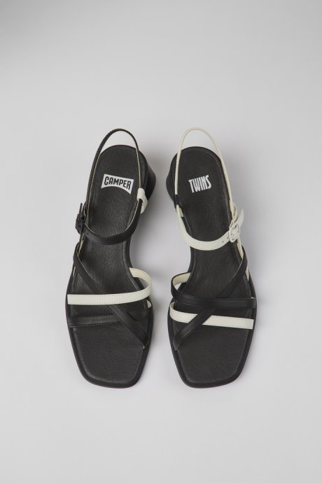 Exclusive Camper Twins Black And White Leather Sandals For Women