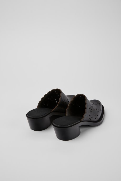 Design Bonnie Black Leather Mules For Women Camper
