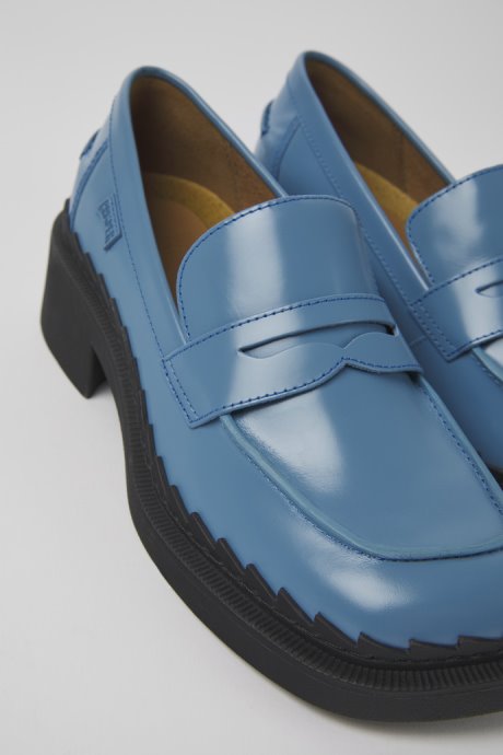 Taylor Blue Leather Loafers For Women Exclusive Camper