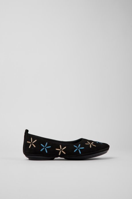 Camper Design Twins Black Nubuck Ballerinas For Women