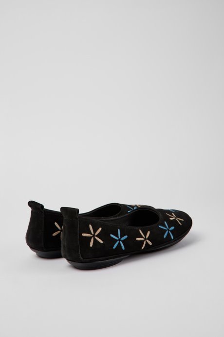 Camper Design Twins Black Nubuck Ballerinas For Women