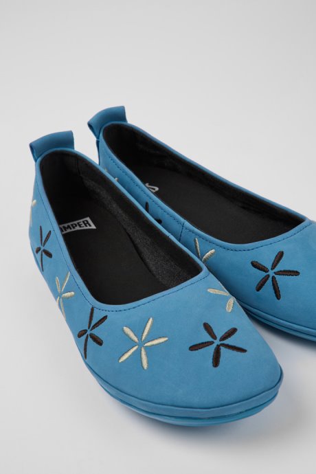 Design Twins Blue Nubuck Ballerinas For Women Camper