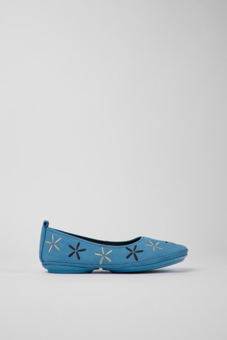 Design Twins Blue Nubuck Ballerinas For Women Camper