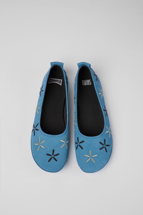 Design Twins Blue Nubuck Ballerinas For Women Camper