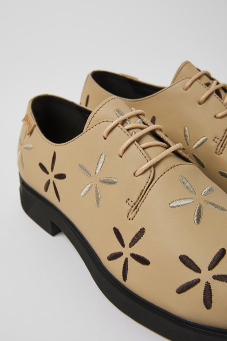 Exclusive Camper Twins Beige Leather Shoes For Women