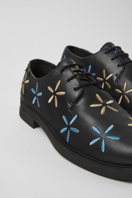 Camper Twins Black Leather Shoes For Women New Arrivals