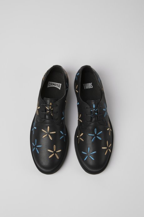 Camper Twins Black Leather Shoes For Women New Arrivals