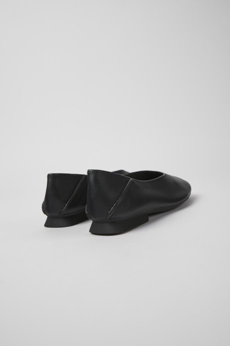 Design Casi Myra Black Leather Ballerinas For Women Camper