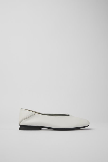 Camper Design Casi Myra White Leather Ballerinas For Women