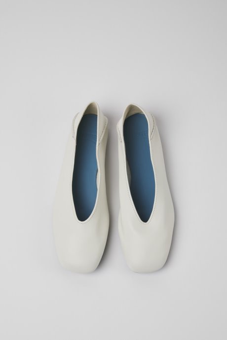 Camper Design Casi Myra White Leather Ballerinas For Women