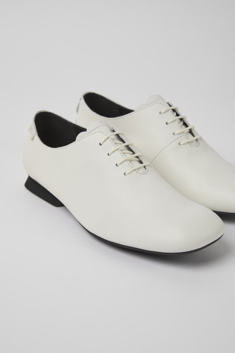 Casi Myra White Leather Shoes For Women Exclusive Camper