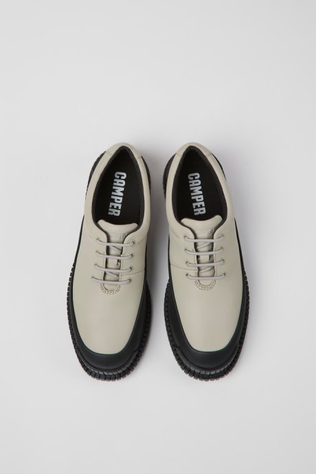 Pix Black And Gray Leather Shoes For Women Camper New Arrivals