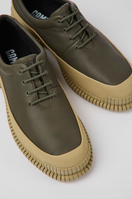 Exclusive Camper Pix Green And Beige Leather Shoes For Women