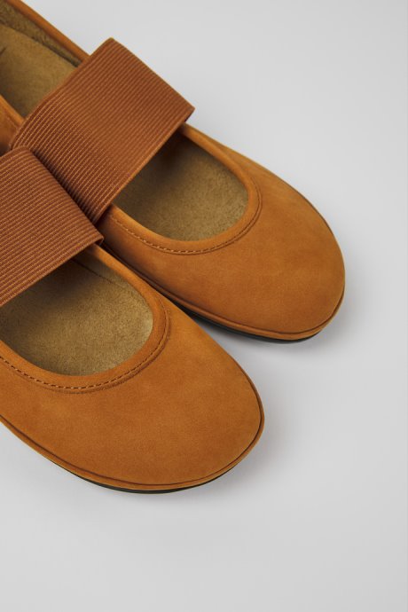 Design Right Brown Nubuck Ballerinas For Women Camper