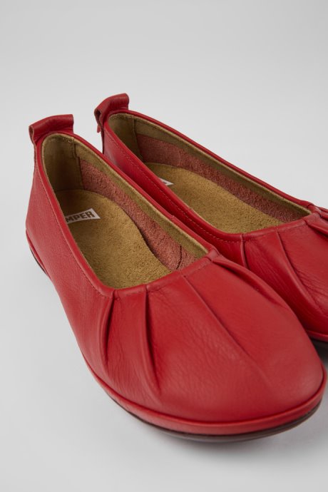 Camper Right Red Leather Ballerinas For Women New Arrivals
