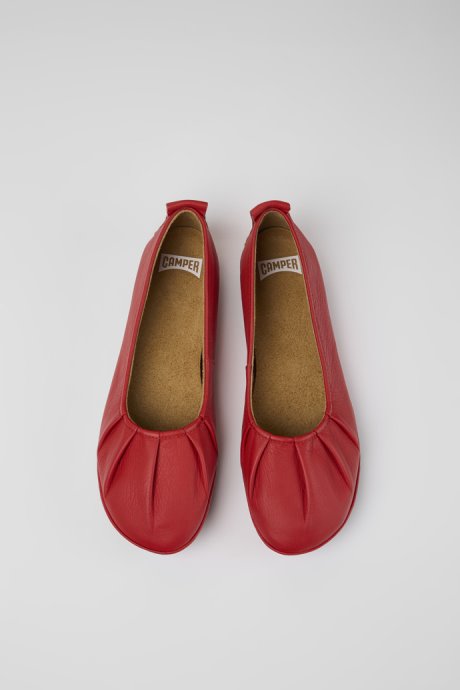 Camper Right Red Leather Ballerinas For Women New Arrivals