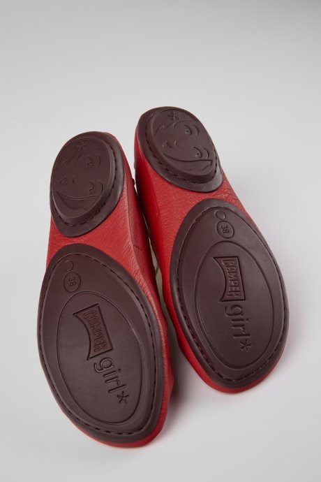 Camper Right Red Leather Ballerinas For Women New Arrivals