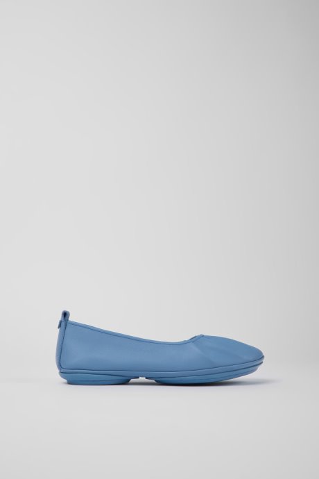 Camper Design Right Blue Leather Ballerinas For Women