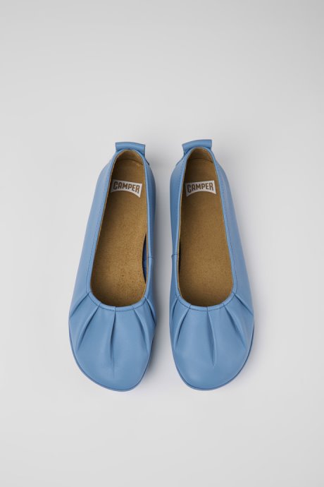 Camper Design Right Blue Leather Ballerinas For Women