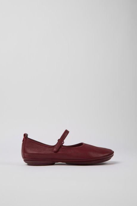 Exclusive Camper Right Burgundy Leather Ballerina Flats For Women