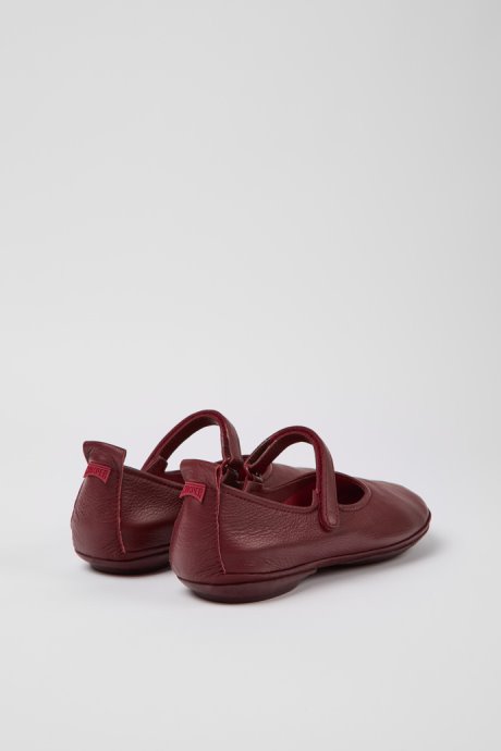 Exclusive Camper Right Burgundy Leather Ballerina Flats For Women