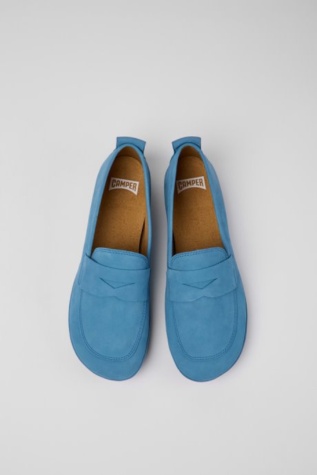 Design Right Blue Nubuck Shoes For Women Camper