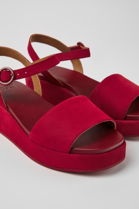 Misia Burgundy Nubuck Sandals For Women Camper New Arrivals
