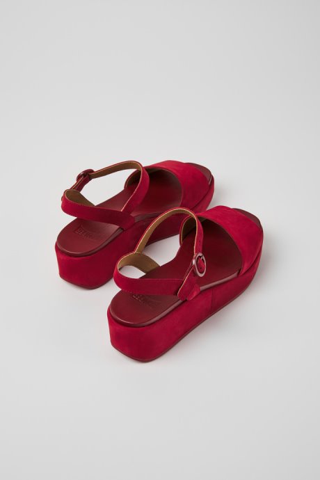 Misia Burgundy Nubuck Sandals For Women Camper New Arrivals