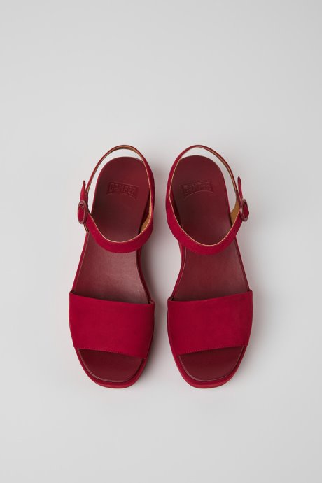 Misia Burgundy Nubuck Sandals For Women Camper New Arrivals