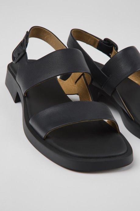 Camper Dana Black Leather Sandals For Women New Arrivals