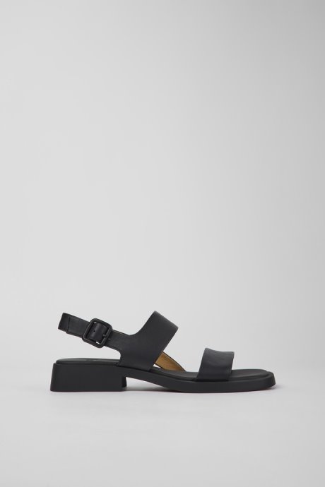 Camper Dana Black Leather Sandals For Women New Arrivals