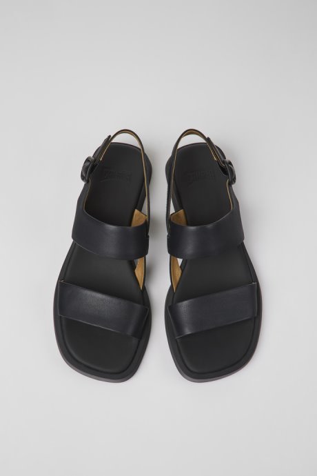 Camper Dana Black Leather Sandals For Women New Arrivals