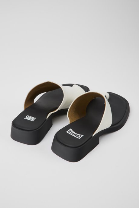 Design Twins White Leather Sandals For Women Camper